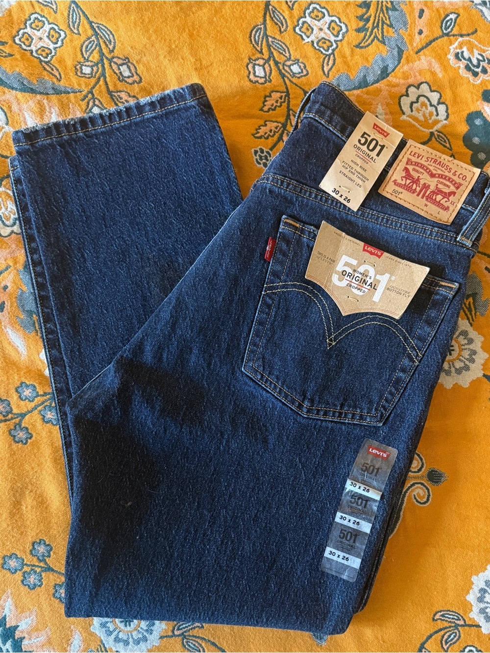 Levi’s 501 High-Rise Straight Crop Jeans in Dark Wash 30 X 26 NWT - Picture 3 of 9